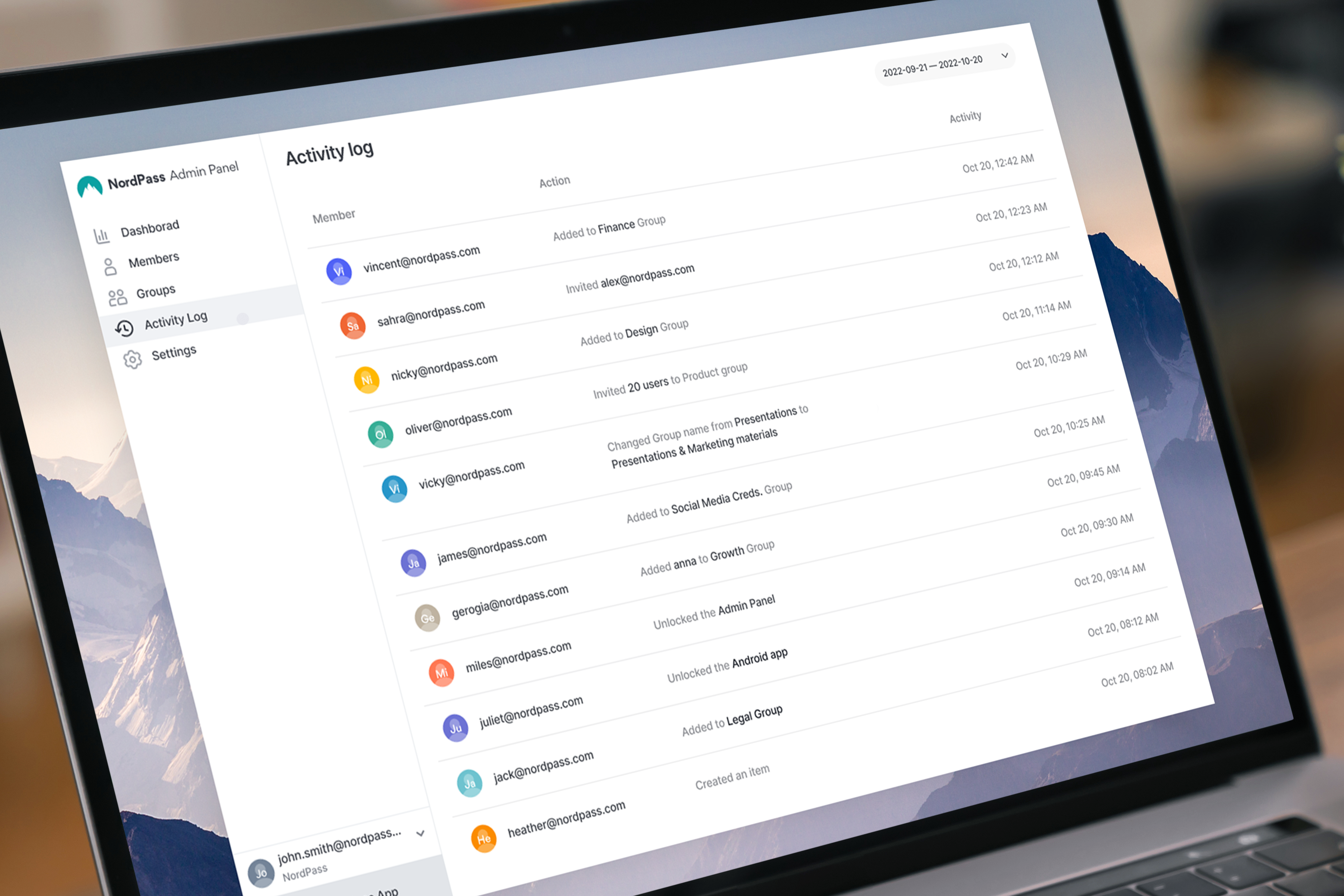 screenshot of NordPass Business